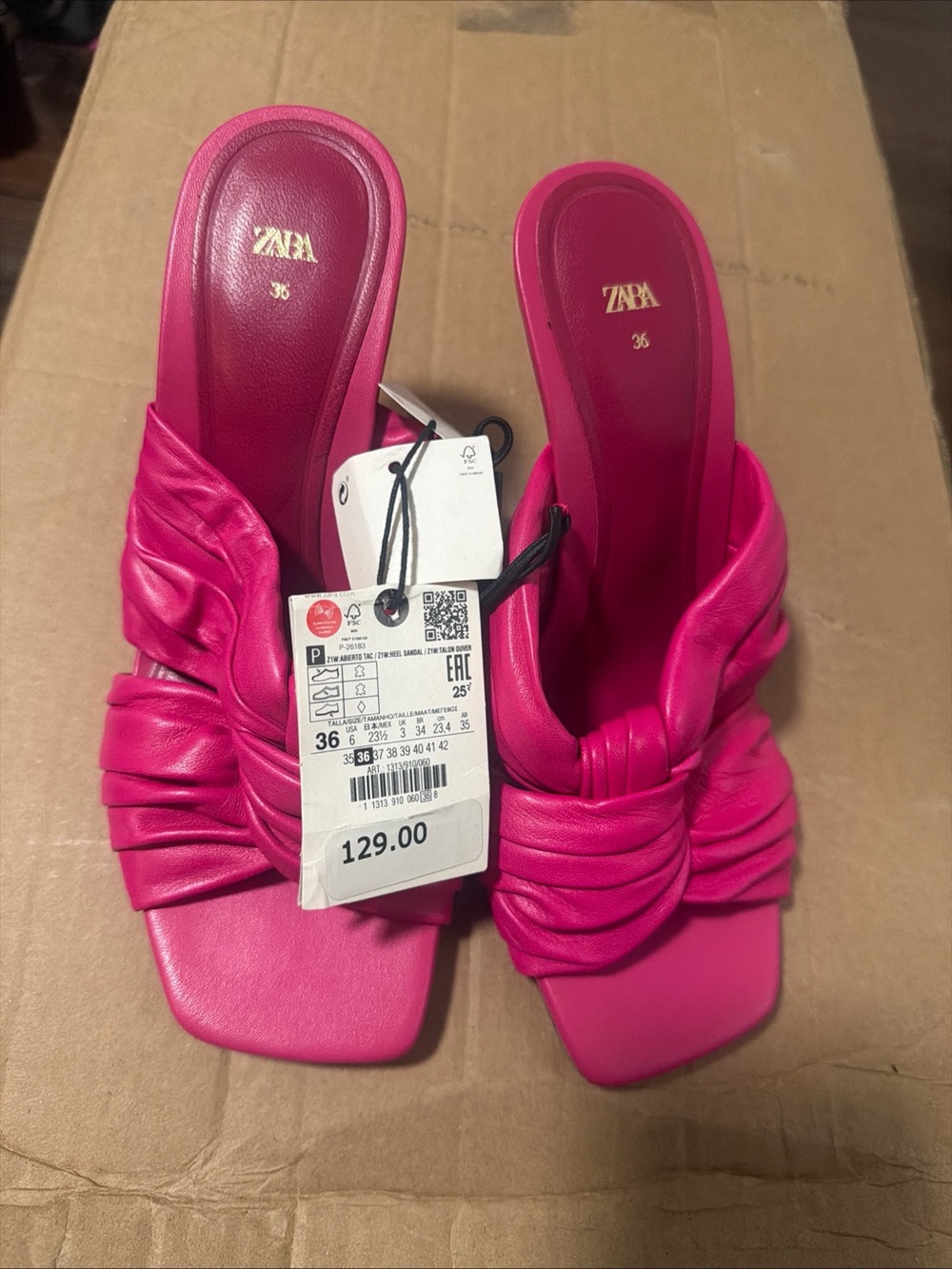 Women’s Zara Heels Pink Mules Sz 36